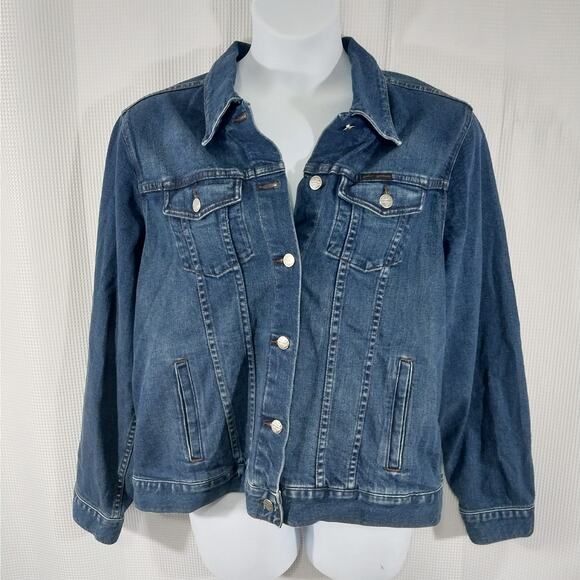 HARLEY DAVIDSON! BACK BIG EMBROIDERED LOGO CLASSIC BLUE DENIM JEAN JACKET! SZ 1X - Picture 6 of 10